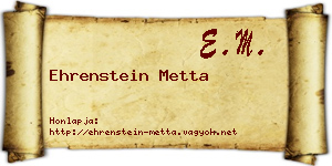Ehrenstein Metta névjegykártya